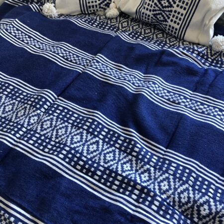 Poduszka Bawełniana - Haft #1 - Niebieski