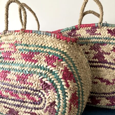 Kosz Bohema duży - kolorowy - Rafia